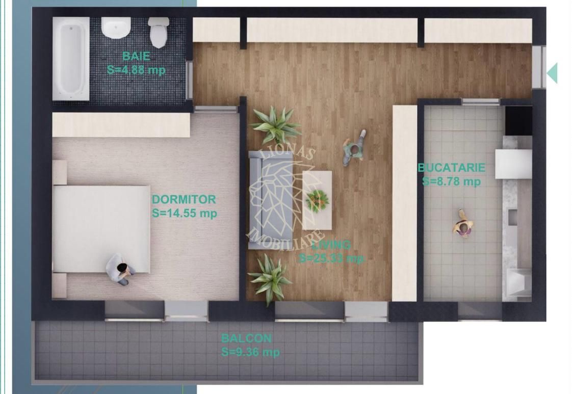 COMISION 0%! Apartament Nou 2 camere-balcon-etaj 2-lift-Zona Nord